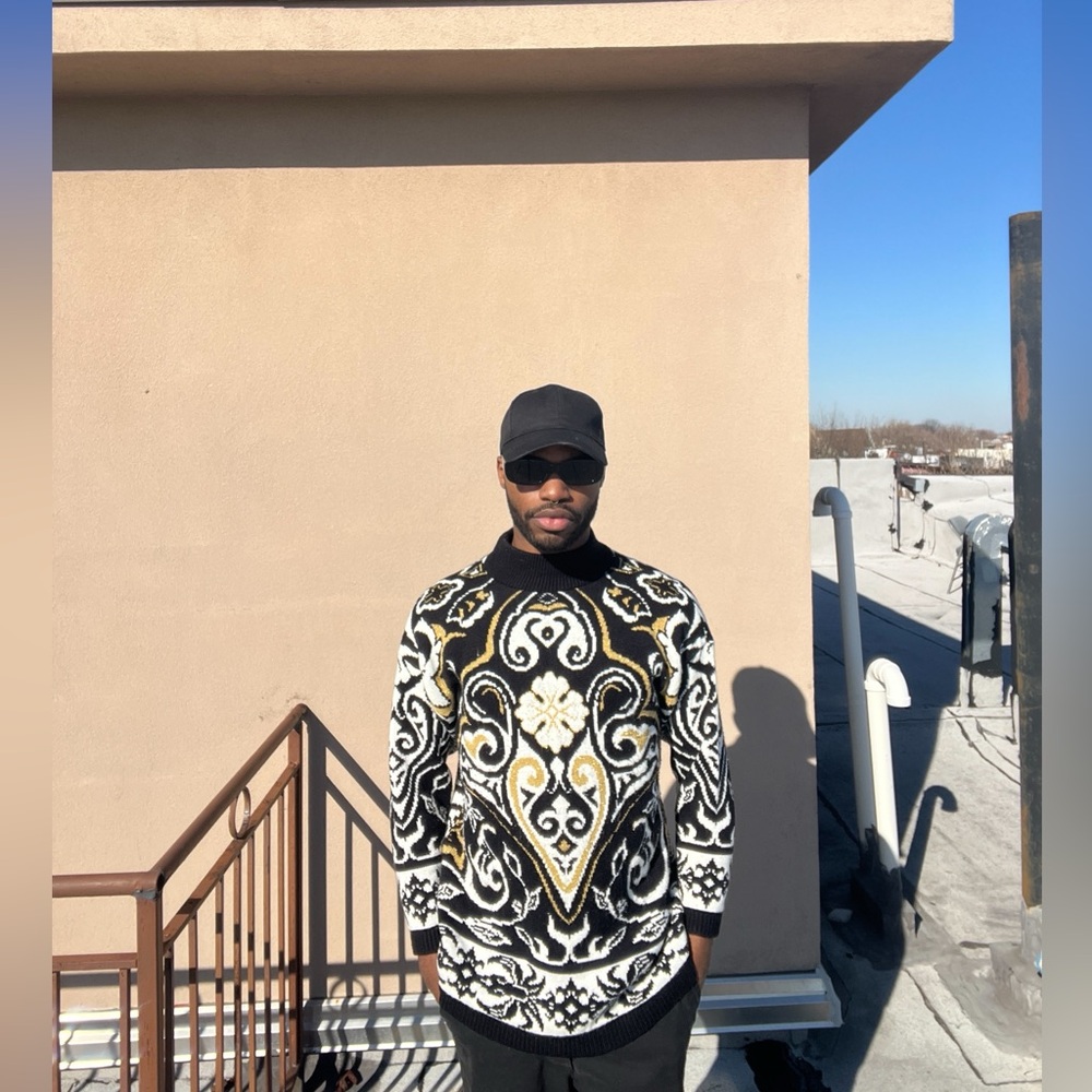 Abstract Turtle Neck Sweater
